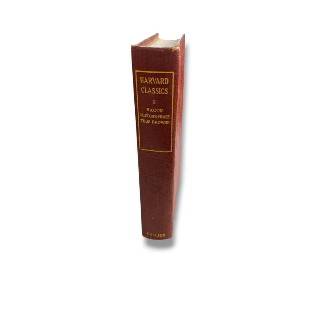 Harvard Classics 3 Bacon Miltons Prose Thos Brown 1909 Hardcover Book